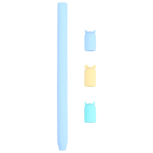 4 in 1 Stylus Pen Cartoon Animal Silicone Protective Case for Apple Pencil 1 (Blue) - Pencil Accessories by buy2fix | Online Shopping UK | buy2fix