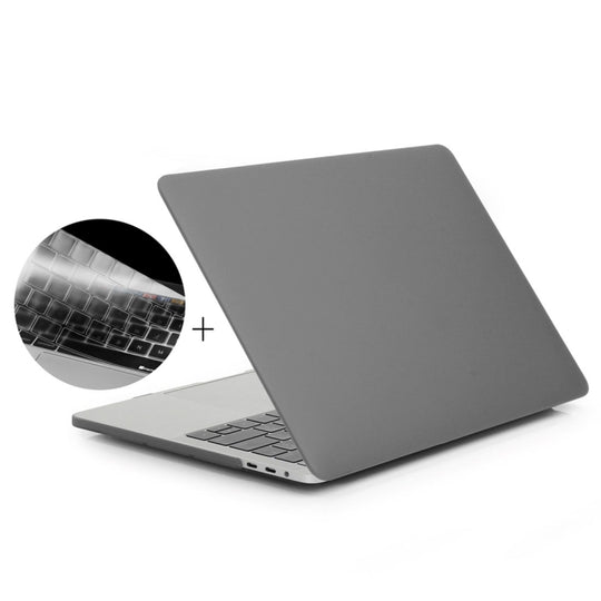 ENKAY Hat-Prince 2 in 1 Frosted Hard Shell Plastic Protective Case + Europe Version Ultra-thin TPU Keyboard Protector Cover for 2016 MacBook Pro 15.4 Inch with Touch Bar (A1707) (Grey)