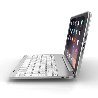 F8SM+ Laptop Version Colorful Backlit Aluminum Alloy Bluetooth Keyboard Tablet Case For iPad mini 4 / mini 5(Silver) - For iPad mini by buy2fix | Online Shopping UK | buy2fix