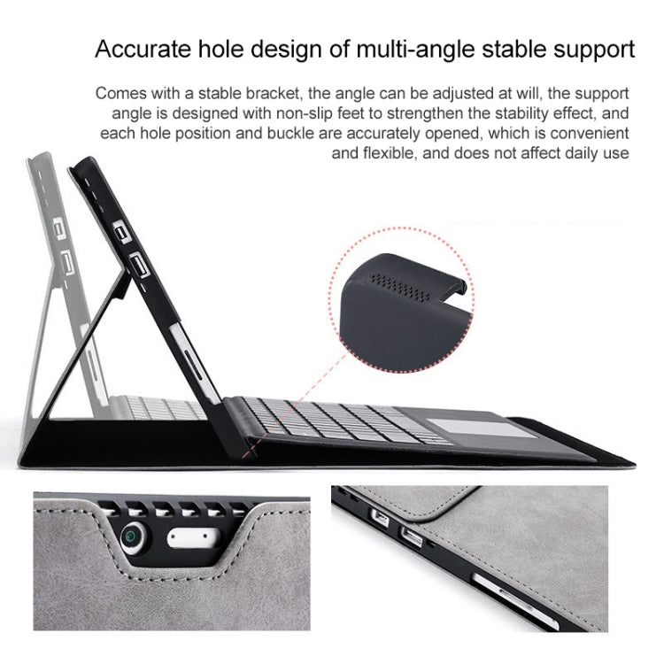 For Microsoft Surface Pro 7 / 7+ Microfiber Lambskin Texture Magnetic Horizontal Flip Leather Case with Pen Slot & Holder (Black) - Others by buy2fix | Online Shopping UK | buy2fix