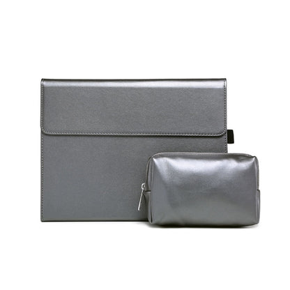 For Microsoft Surface Pro 7 / 7+ Microfiber Lambskin Texture Magnetic Horizontal Flip Leather Case + Power Supply Bag with Pen Slot & Holder (Grey) - Others by buy2fix | Online Shopping UK | buy2fix