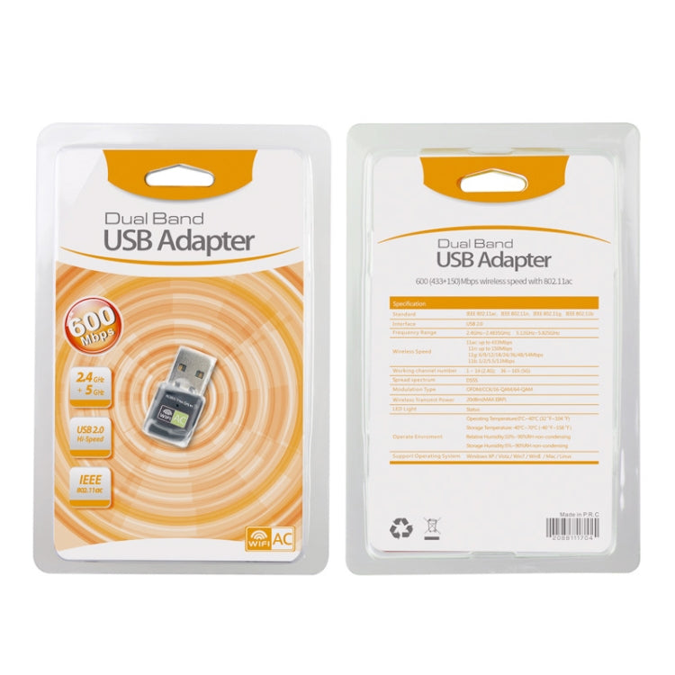 600Mbps AC Dual Band USB WIFI Adapter - USB Network Adapter by buy2fix | Online Shopping UK | buy2fix