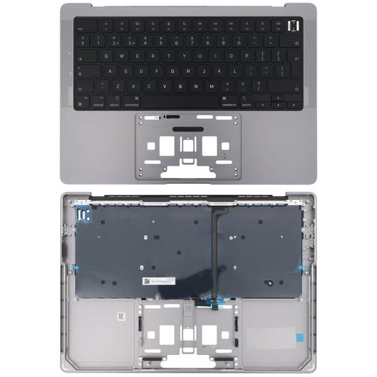 For MacBook Pro 14 inch 2021 A2442 / 2023 A2779 Big Enter Version UK Keyboard with C Shell (Grey) - Keyboard by buy2fix | Online Shopping UK | buy2fix
