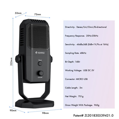 Yanmai SF-900 Multi-function Four Directivity Studio Recording Condenser Microphone with Desktop Stand(Blue) - Microphone by Yanmai | Online Shopping UK | buy2fix