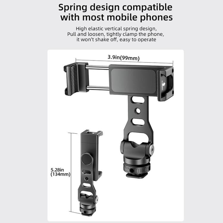 BEXIN PH-01 Desktop Live Broadcast Bracket 360 Phone Clamp Dual Cold Shoes Mount (Black) - Stand by BEXIN | Online Shopping UK | buy2fix