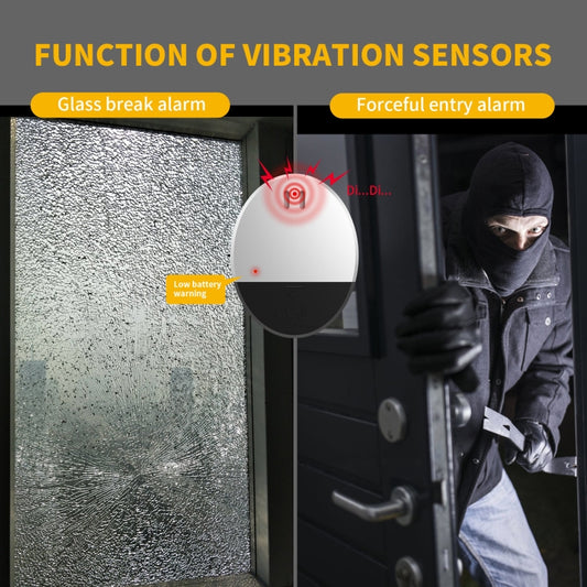 Ultra-slim Round Door / Window Alert Detect Vibration Sensor Alarm for Home Alarms Security - Door Window Alarm by buy2fix | Online Shopping UK | buy2fix