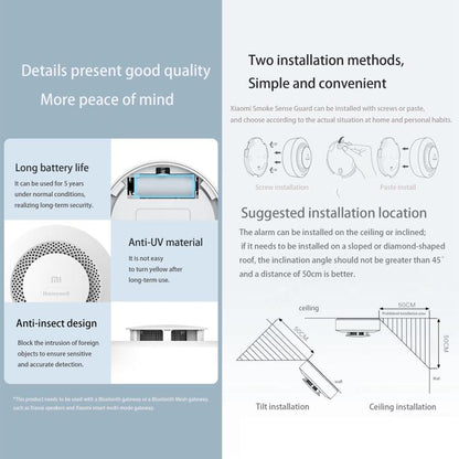 Original Xiaomi Honeywell Smart Fire Alarm Smoke Detector Alarm, Work with Xiaomi Multimode Smart Home Gateway 2 (CA1001) Mihome APP Control - Smoke Gas Detector by Xiaomi | Online Shopping UK | buy2fix