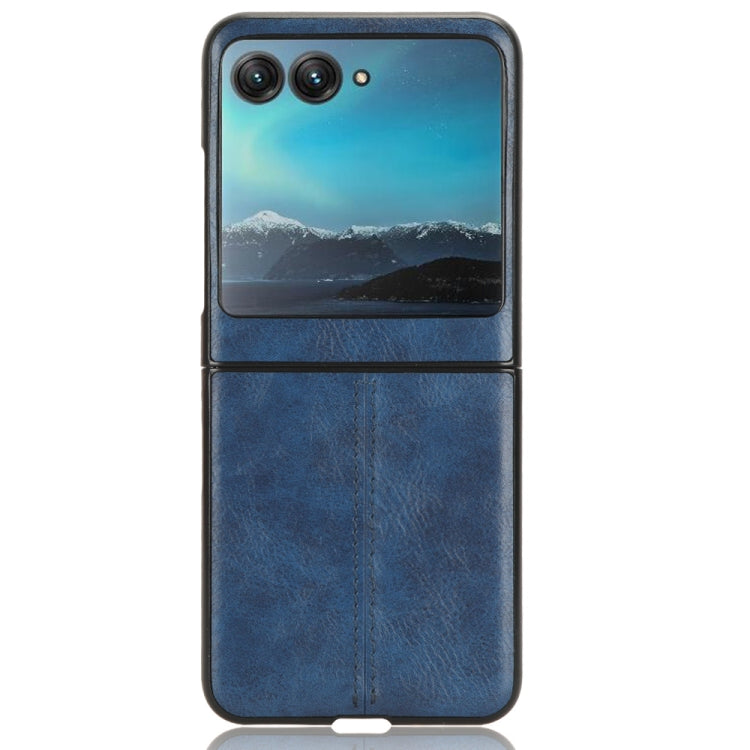 For Motorola Moto Razr 40 Ultra Sewing Cow Pattern Skin PC + PU + TPU Phone Case (Blue) - Motorola Cases by buy2fix | Online Shopping UK | buy2fix