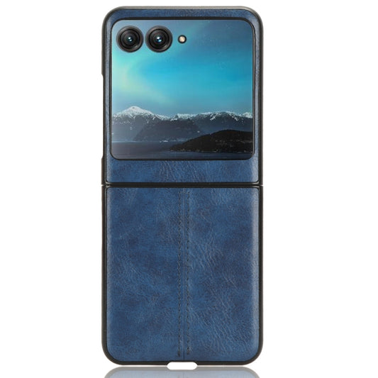 For Motorola Moto Razr 40 Ultra Sewing Cow Pattern Skin PC + PU + TPU Phone Case (Blue) - Motorola Cases by buy2fix | Online Shopping UK | buy2fix