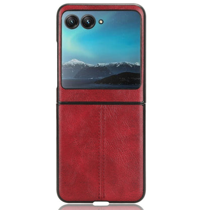 For Motorola Moto Razr 40 Ultra Sewing Cow Pattern Skin PC + PU + TPU Phone Case (Red) by buy2fix