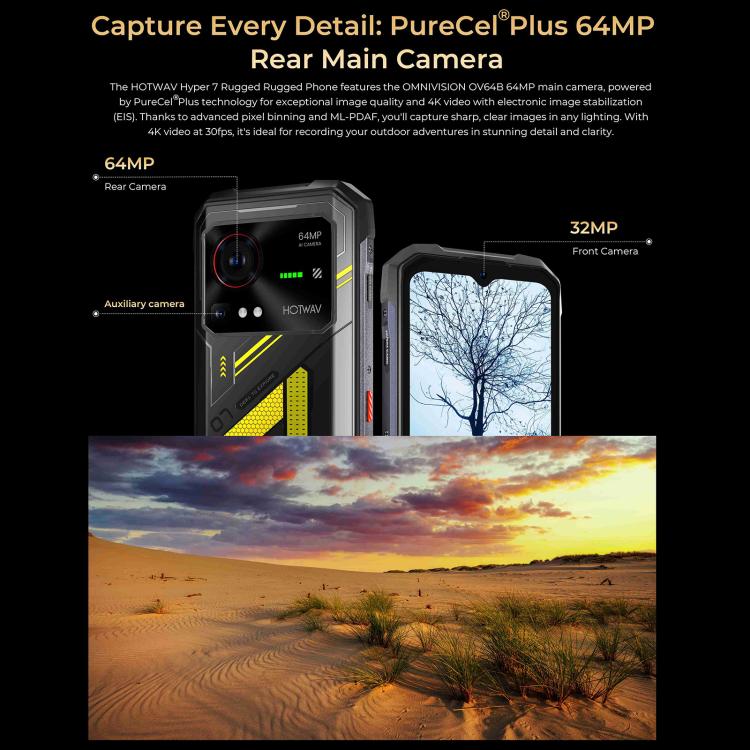 HOTWAV Hyper 7 Rugged Phone, 8GB+256GB, 10800mAh, 6.6 inch Android 14 MediaTek Dimensity 7050 5G, Network: 5G, OTG, NFC (Punk Yellow) - Other by HOTWAV | Online Shopping UK | buy2fix