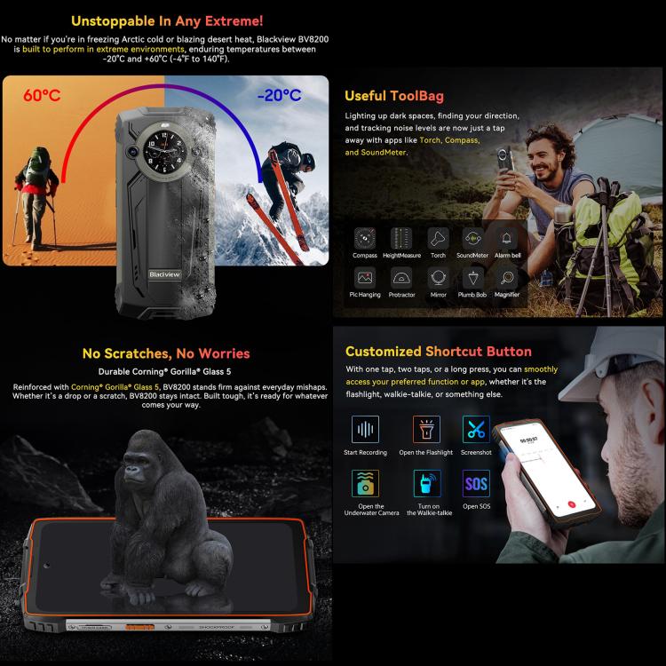 Blackview BV8200 Rugged Phone, 12GB+256GB, 6.5 inch + 1.3 inch Android 14 MediaTekHelio G100 MT8781, Network: 4G, NFC (Black) - Blackview by Blackview | Online Shopping UK | buy2fix