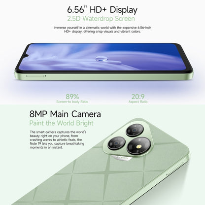 Ulefone Note 19, 3GB+32GB, Face ID & Side Fingerprint, 6.56 inch Android 14 Go Unisoc T603 Octa Core, Network: 4G, Dual SIM, OTG (Green) - Ulefone by Ulefone | Online Shopping UK | buy2fix