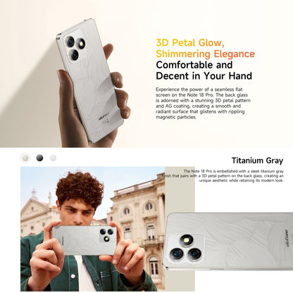 Ulefone Note 18 Pro, 6GB+256GB, Face ID & Side Fingerprint, 6.78 inch Android 14 MediaTek Helio G91 MTK6769 Octa Core, Network: 4G, Dual SIM, OTG, NFC (Moonlit White) - Ulefone by Ulefone | Online Shopping UK | buy2fix