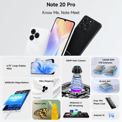 Ulefone Note 20 Pro, 4GB+256GB, Face ID & Side Fingerprint, 6000mAh, 6.75 inch Android 14 Unisoc T606 Octa Core, Network: 4G, Dual SIM, OTG (Satin Black) - Ulefone by Ulefone | Online Shopping UK | buy2fix