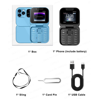 SERVO i16 Pro Mini Flip Phone, 1.77 inch, MTK6261D, 23 Keys, Support Bluetooth, FM, Magic Sound, Quick Dial, GSM, Dual SIM (Gold) - SERVO by SERVO | Online Shopping UK | buy2fix