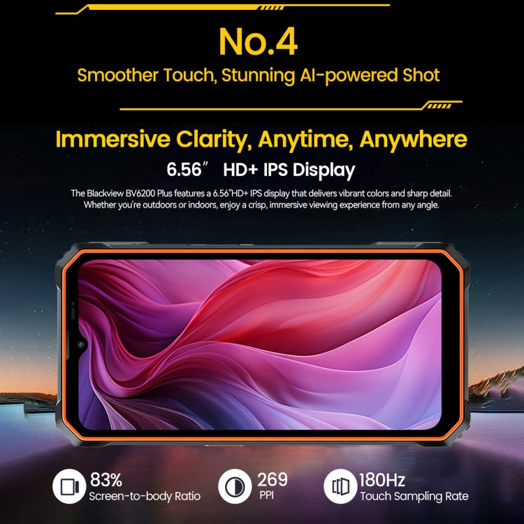 Blackview BV6200 Plus, 8GB+256GB, IP68/IP69K/MIL-STD-810H, 6.56 inch Android 14 Unisoc UMS9230 T606 Octa Core, Network: 4G, OTG, NFC (Orange) - Blackview by Blackview | Online Shopping UK | buy2fix