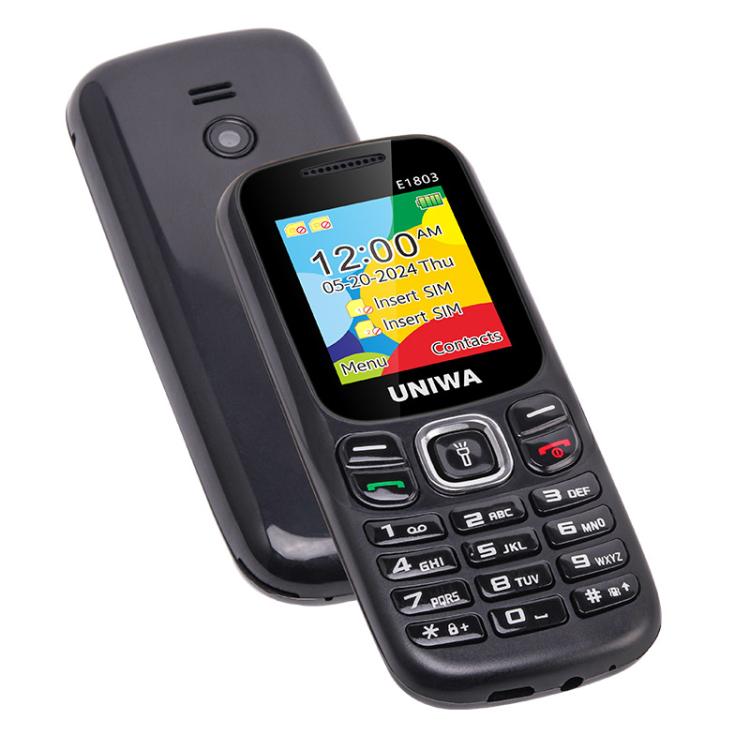 UNIWA E1803 Elder Keypad Phone, 1.77 inch SC6531E, LED Flashlight, 21 Keys, Network: 2G, EU Plug (Black) - UNIWA by UNIWA | Online Shopping UK | buy2fix