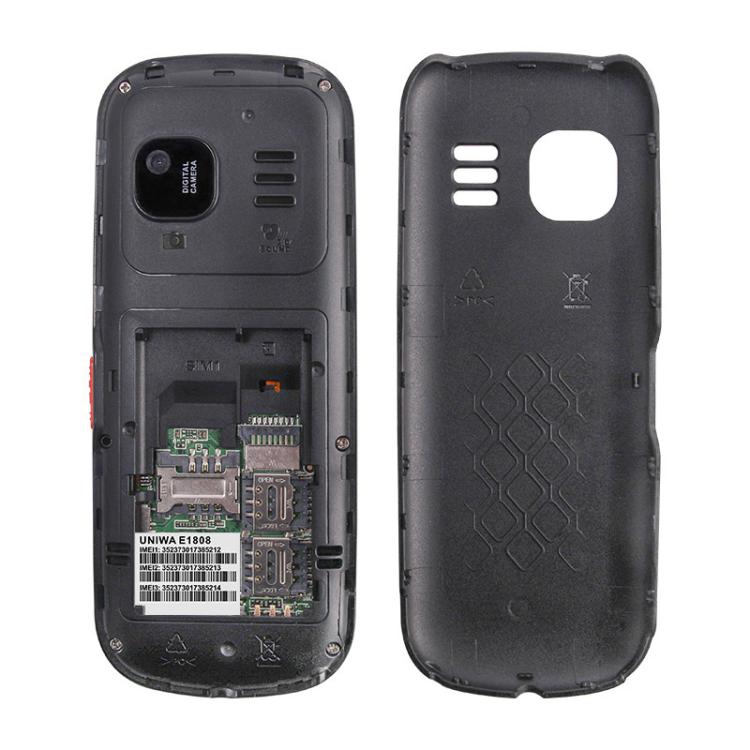 UNIWA E1808 Elder Keypad Phone, 1.77 inch SC6531E, LED Flashlight, 21 Keys, Network: 2G, Triple SIM, EU Plug (Black) - UNIWA by UNIWA | Online Shopping UK | buy2fix