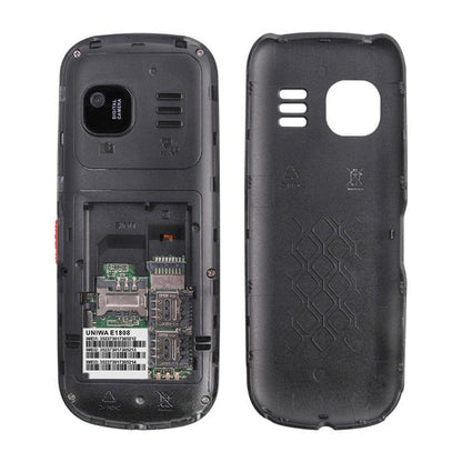 UNIWA E1808 Elder Keypad Phone, 1.77 inch SC6531E, LED Flashlight, 21 Keys, Network: 2G, Triple SIM, EU Plug (Black) - UNIWA by UNIWA | Online Shopping UK | buy2fix