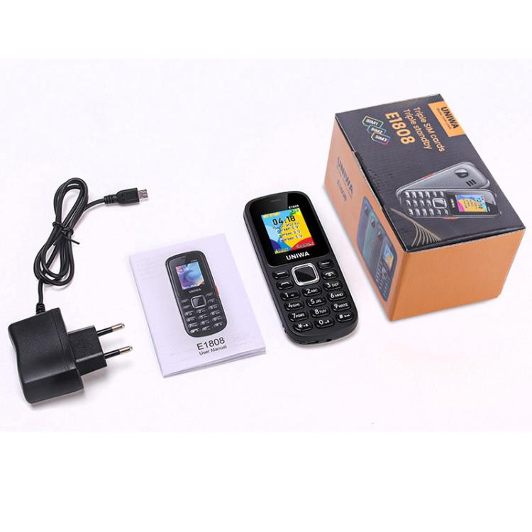 UNIWA E1808 Elder Keypad Phone, 1.77 inch SC6531E, LED Flashlight, 21 Keys, Network: 2G, Triple SIM, EU Plug (Green) - UNIWA by UNIWA | Online Shopping UK | buy2fix