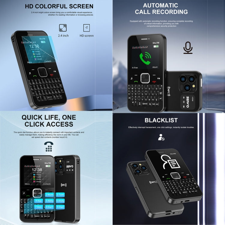 SERVO U700, 2.4 inch, MTK6261D, 58 Full Keyboards, Support Bluetooth, FM, NFC, Quick Dial, Flashlight, GSM, Quad SIM (Green) - SERVO by SERVO | Online Shopping UK | buy2fix
