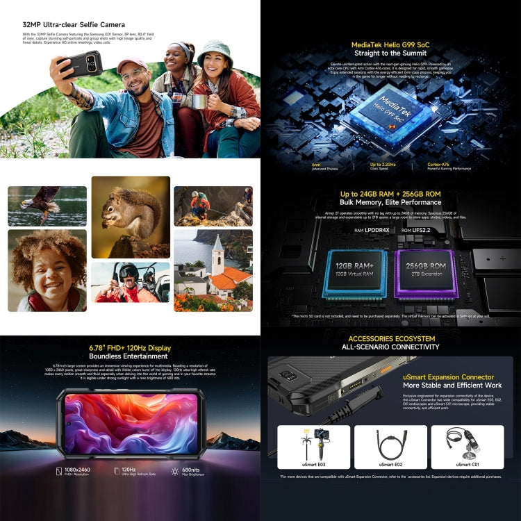 Ulefone Armor 27 Rugged Phone, 12GB+256GB, Night Vision, 10600mAh, 6.78 inch Android 14 MediaTek Helio G99 Octa Core, Network: 4G, NFC, OTG (Black) - Ulefone by Ulefone | Online Shopping UK | buy2fix