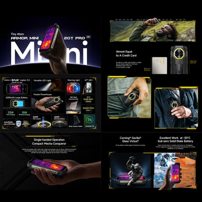 Ulefone Armor Mini 20T Pro, Thermal Imaging, 8GB+256GB, IP68/IP69K Rugged Phone, 4.7 inch Android 14 MediaTek Dimensity 6300 5G Octa Core, Network: 5G, NFC, OTG (Mecha Black) - Ulefone by Ulefone | Online Shopping UK | buy2fix