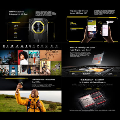 Ulefone Armor Mini 20T Pro, Thermal Imaging, 8GB+256GB, IP68/IP69K Rugged Phone, 4.7 inch Android 14 MediaTek Dimensity 6300 5G Octa Core, Network: 5G, NFC, OTG (Mecha Black) - Ulefone by Ulefone | Online Shopping UK | buy2fix