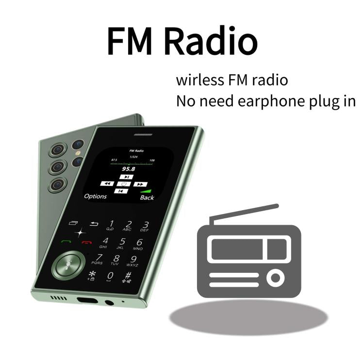 V8 Card Mobile Phone, 2.01 inch, MTK6261D, Support Bluetooth, FM, Torch, GSM, Dual SIM (Dark Green) - Others by buy2fix | Online Shopping UK | buy2fix
