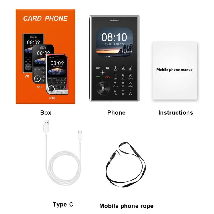 V8 Card Mobile Phone, 2.01 inch, MTK6261D, Support Bluetooth, FM, Torch, GSM, Dual SIM (Sky Blue) - Others by buy2fix | Online Shopping UK | buy2fix