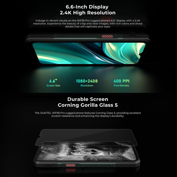 Oukitel WP39 Pro 5G Rugged Phone, 12GB+512GB, Night Vision, Fingerprint Identification, 6.6 inch Android 14 MediaTek Dimensity 6300 Octa Core, NFC, OTG, Network: 5G (Green) - OUKITEL by OUKITEL | Online Shopping UK | buy2fix