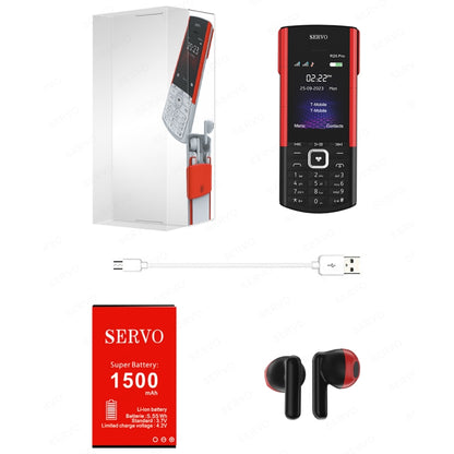 SERVO R25 Pro Mobile Phone with TWS Bluetooth Headsets, 2.4 inch, 24 Keys, Support Bluetooth, Quick Dial, Auto Response, FM, Flashlight, GSM, Dual SIM (Black Red) - SERVO by SERVO | Online Shopping UK | buy2fix