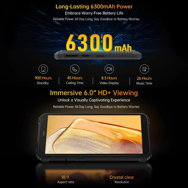 Oukitel WP32 Pro, 6GB+256GB, 6.0 inch Android 14 T606 Octa Core, OTG, Network: 4G (Black) - OUKITEL by OUKITEL | Online Shopping UK | buy2fix