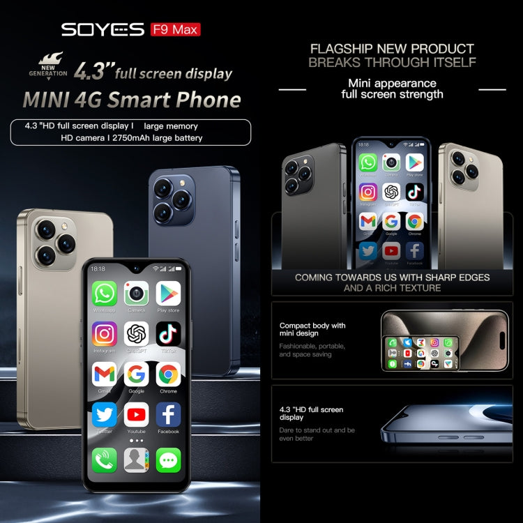 SOYES F9 Max, 6GB+128GB, 4.3 inch Android 12 MTK6762 Octa Core, Network: 4G, OTG, Dual SIM (Dark Blue) - SOYES by SOYES | Online Shopping UK | buy2fix
