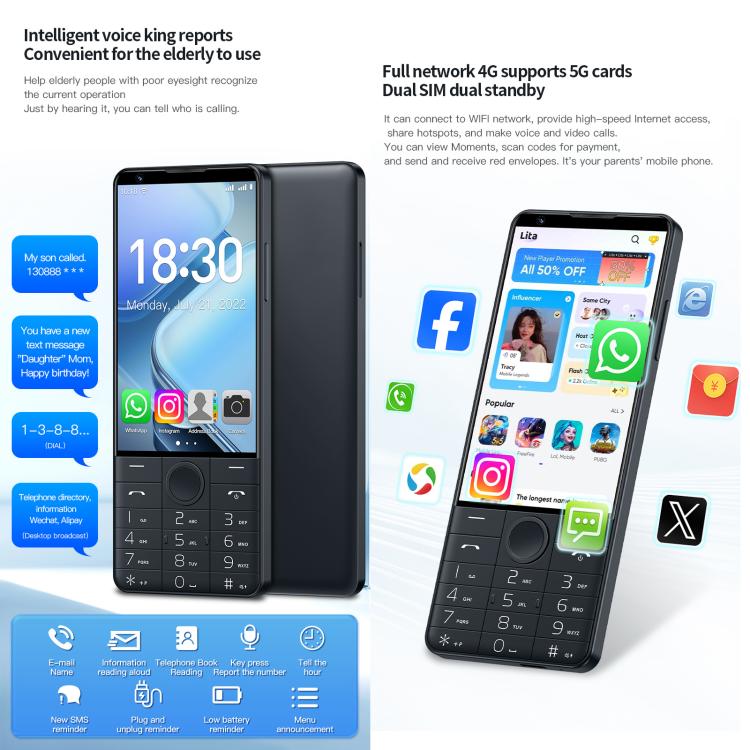 DOOV R70 Keypad Phone, 6GB+128GB, 4 inch Android 13 Mediatek MT6762 Octa Core, Network: 4G, Support Google Store, with Camera (White) - Other by DOOV | Online Shopping UK | buy2fix