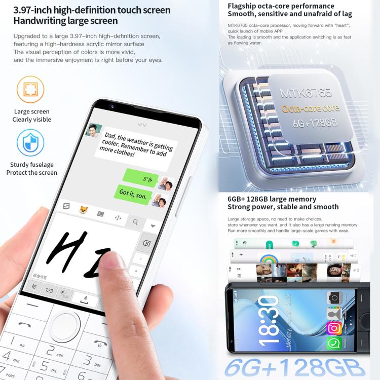 DOOV R70 Keypad Phone, 6GB+128GB, 4 inch Android 13 Mediatek MT6762 Octa Core, Network: 4G, Support Google Store, No Camera (Black) - Other by DOOV | Online Shopping UK | buy2fix
