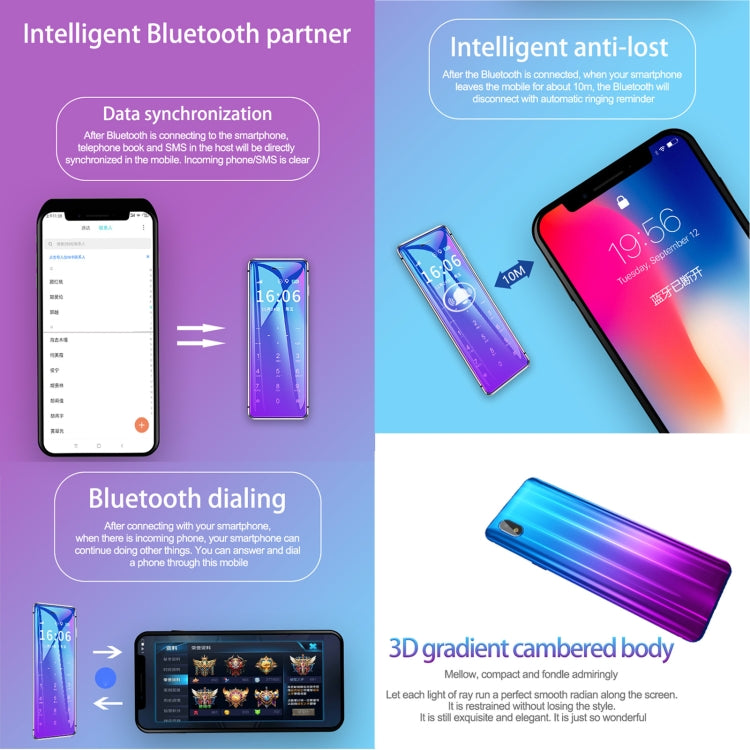 Ulcool V99, 1.54 inch, MTK6261D, Support Bluetooth Sync, Bluetooth Dial, FM, Anti-lost, GSM, Dual SIM (Gradient) - Others by buy2fix | Online Shopping UK | buy2fix