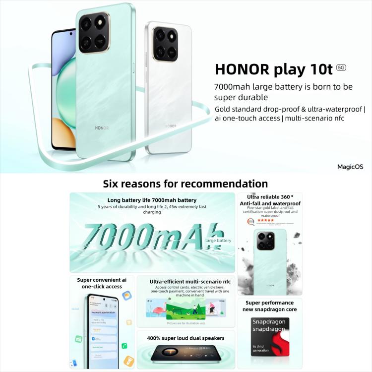 Honor Play10T, 8GB+128GB, Side Fingerprint, 6.8 inch Android 15 Magic OS 9.0 Snapdragon 6s Gen 3 Octa Core, Network: 5G (Black) - Honor by HONOR | Online Shopping UK | buy2fix