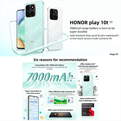 Honor Play10T, 8GB+128GB, Side Fingerprint, 6.8 inch Android 15 Magic OS 9.0 Snapdragon 6s Gen 3 Octa Core, Network: 5G (Black) - Honor by HONOR | Online Shopping UK | buy2fix