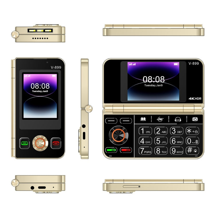 SOYES V-899, 32MB+64MB, 2.4 inch + 2.8 inch Display MTK6261D CPU, BT 3.0, Network: 2G, Dual SIM (Gold) - SOYES by SOYES | Online Shopping UK | buy2fix