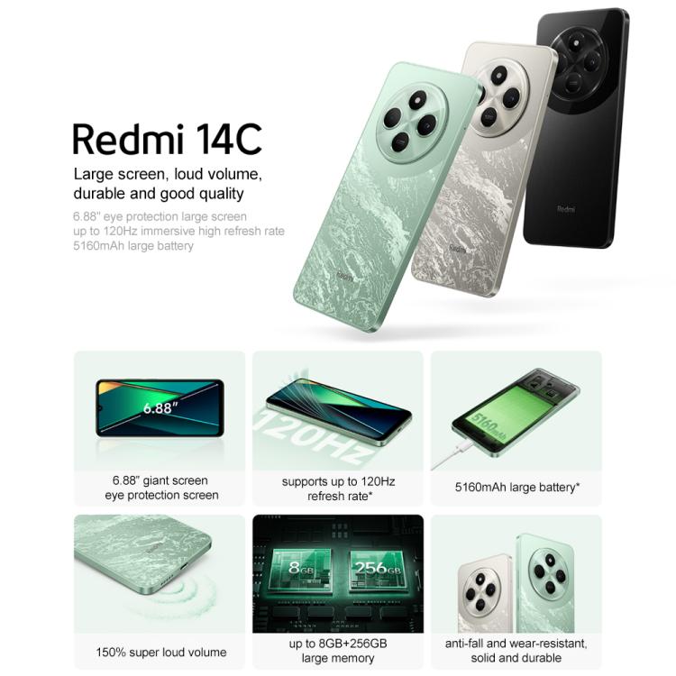 Xiaomi Redmi 14C, 6GB+128GB, 6.88 inch Xiaomi HyperOS MediaTek Helio G81-Ultra Octa Core, Network: 4G, Not Support Google Play (Silver) - Xiaomi Redmi by Xiaomi | Online Shopping UK | buy2fix
