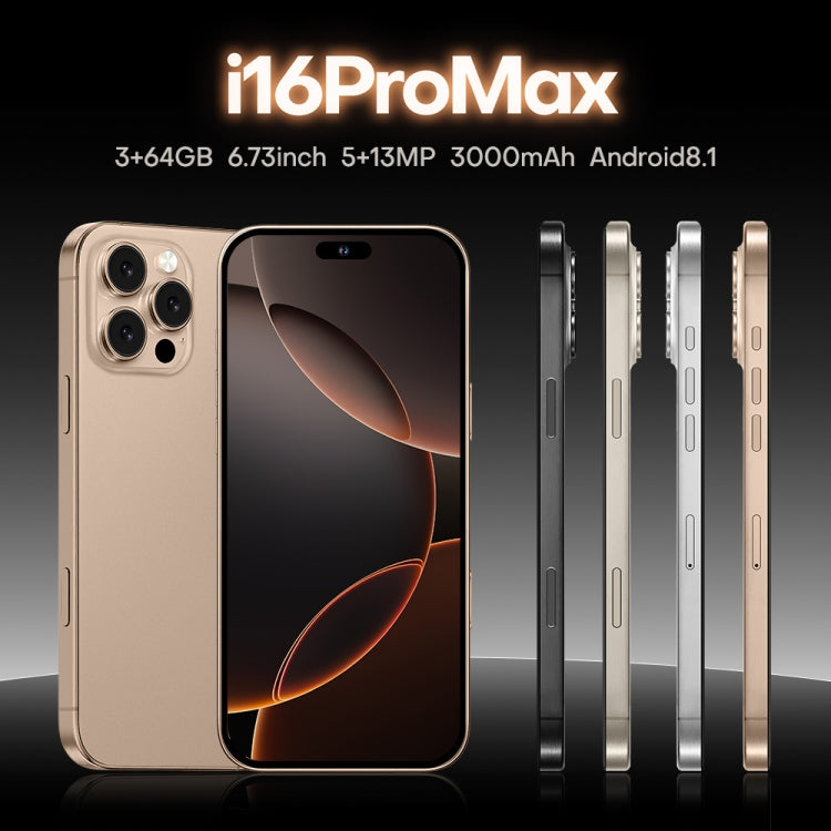 i16 Pro Max / A08A, 3GB+64GB, 6.73 inch Screen, Face Identification, Android 8.1 MTK6753 Octa Core, Network: 4G, Dual SIM, EU Plug (Gold) -  by buy2fix | Online Shopping UK | buy2fix
