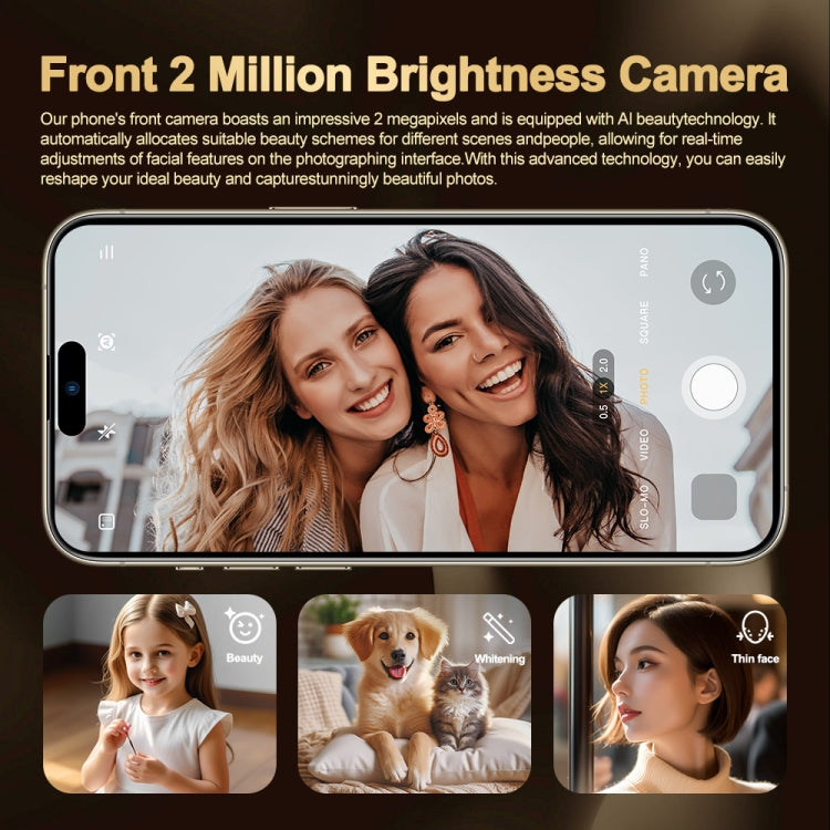 i16 Pro Max / Q5, 2GB+16GB, 6.5 inch Screen, Face Identification, Android 8.1 MTK6580P Quad Core, Network: 3G, Dual SIM, US Plug (Gold) -  by buy2fix | Online Shopping UK | buy2fix