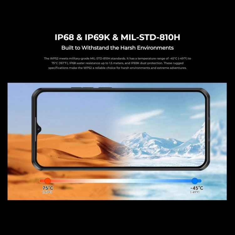 Oukitel WP52 5G Rugged Phone, 4GB+256GB, 6.6 inch Android 14.0 MediaTek Dimensity 6100+ Octa-core, NFC, OTG, Network: 5G (Black) - OUKITEL by OUKITEL | Online Shopping UK | buy2fix