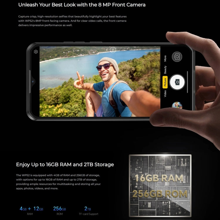 Oukitel WP52 5G Rugged Phone, 4GB+256GB, 6.6 inch Android 14.0 MediaTek Dimensity 6100+ Octa-core, NFC, OTG, Network: 5G (Black) - OUKITEL by OUKITEL | Online Shopping UK | buy2fix