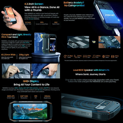 Blackview N6000SE, IP68/IP69K/MIL-STD-810H, 4GB+128GB, 4.3 inch Android 13 MediaTek MT8788 Octa Core, Network: 4G, OTG, NFC (Black) by Blackview