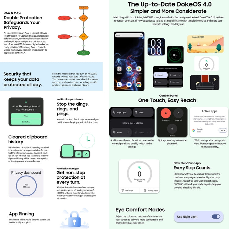 Blackview N6000SE, IP68/IP69K/MIL-STD-810H, 4GB+128GB, 4.3 inch Android 13 MediaTek MT8788 Octa Core, Network: 4G, OTG, NFC (Black) by Blackview