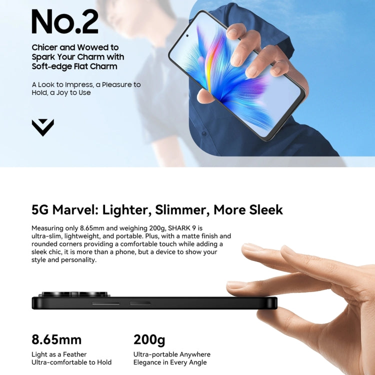 Blackview SHARK 9, 8GB+256GB, 6.67 inch Android 14 Unisoc T820 Octa Core, Network: 5G (Black) - Blackview by Blackview | Online Shopping UK | buy2fix
