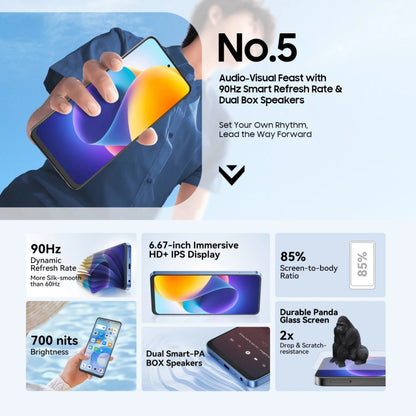 Blackview SHARK 9, 8GB+256GB, 6.67 inch Android 14 Unisoc T820 Octa Core, Network: 5G (Black) - Blackview by Blackview | Online Shopping UK | buy2fix